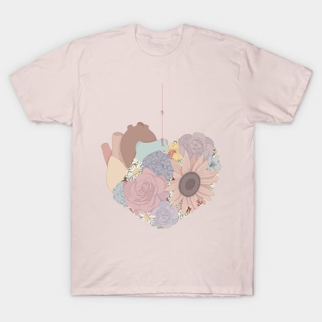 Blooming Heart T-Shirt by maniacodamore